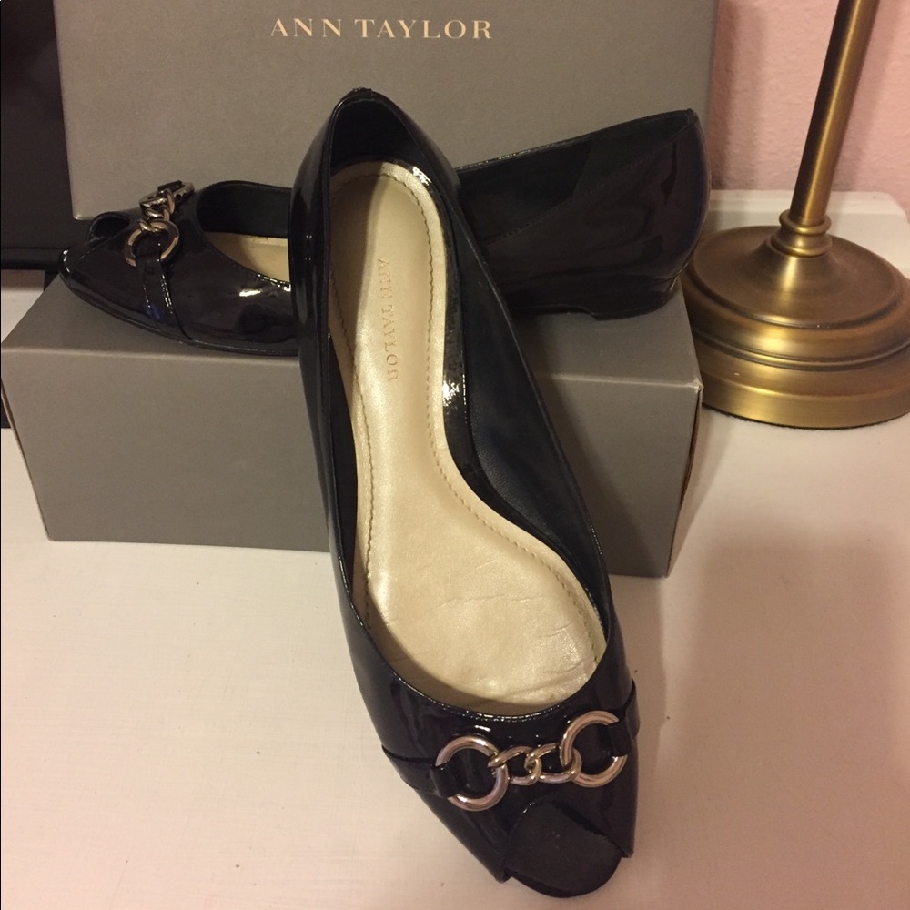 Navy patent leather flats